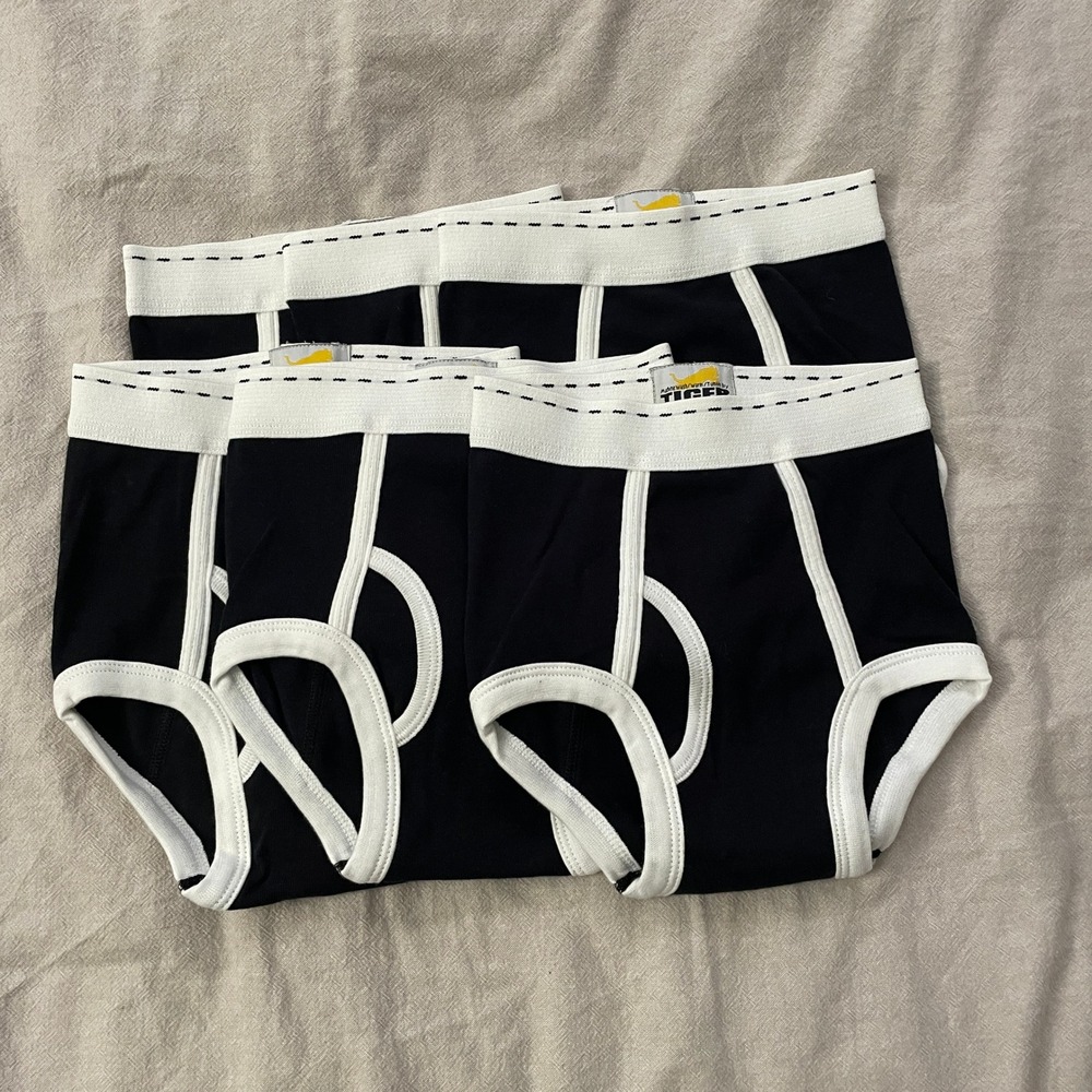 Tiger Underwear Boys 6-8 Black White Trim Briefs 6 Pack